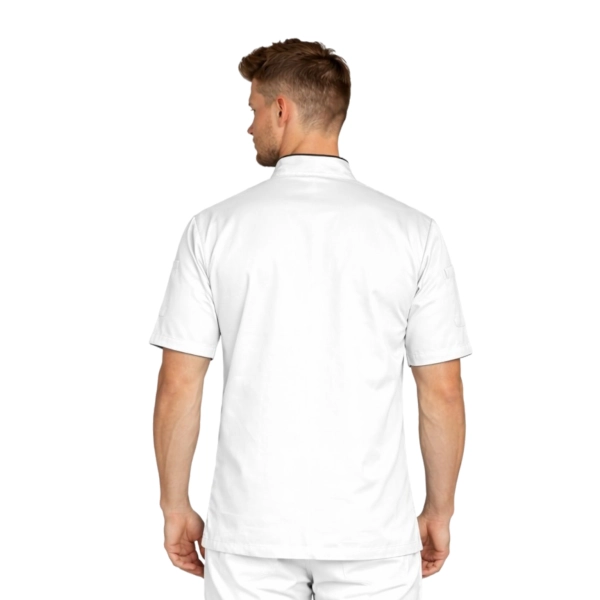 Bluza kucharska biała krótki rękaw lamówka czarna roz.3XL